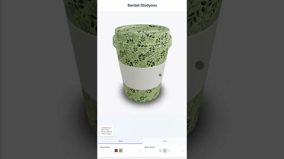 3D bardak konfigüratörü – 3D çalışma